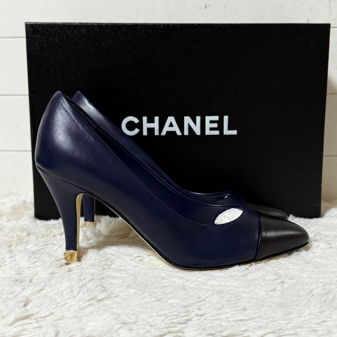⭐️新品未使用⭐️　CHANEL　シャネル　パンプス　ハイヒール　ネイビー　レザー