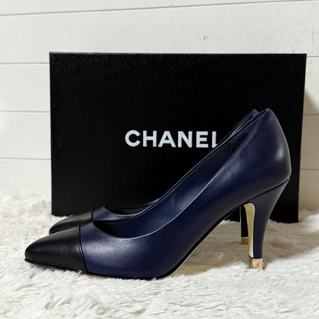 ⭐️新品未使用⭐️　CHANEL　シャネル　パンプス　ハイヒール　ネイビー　レザー