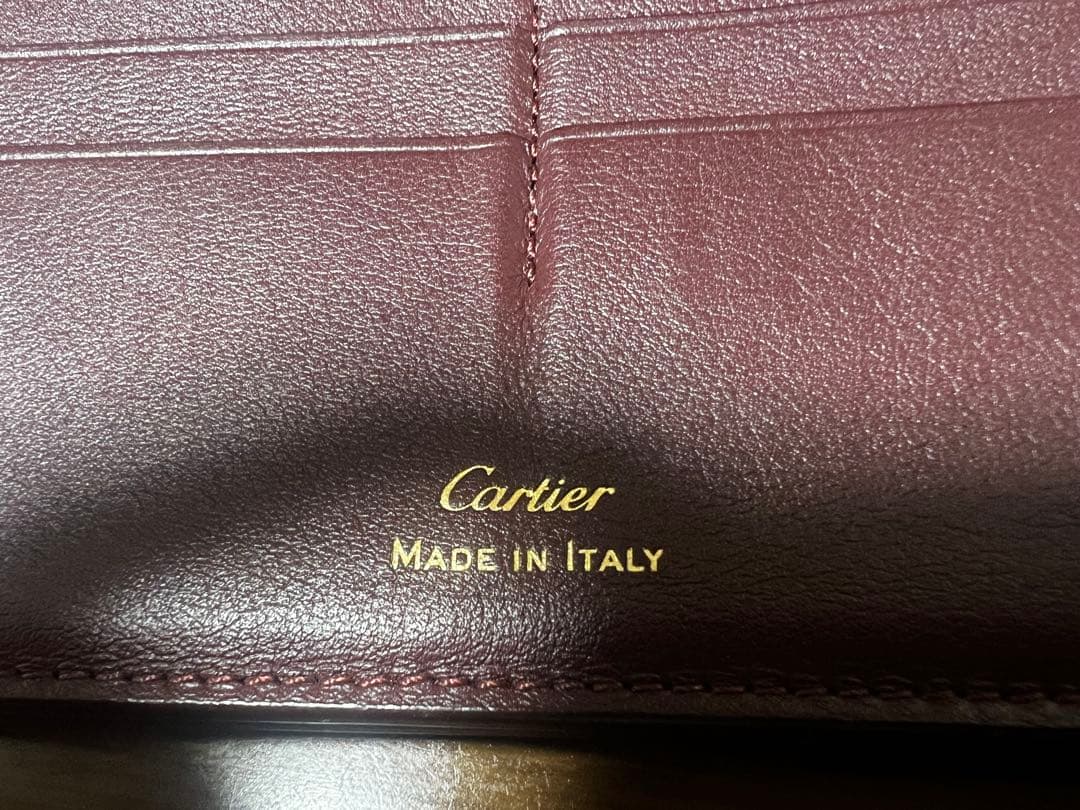 カルティエ 長財布 レザー ロゴ刻印 MADE IN ITALY 正規品