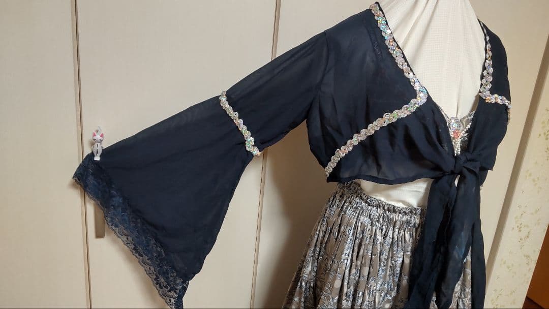 ハンドメイド ！ジプシースカート セット シルバーと紺
