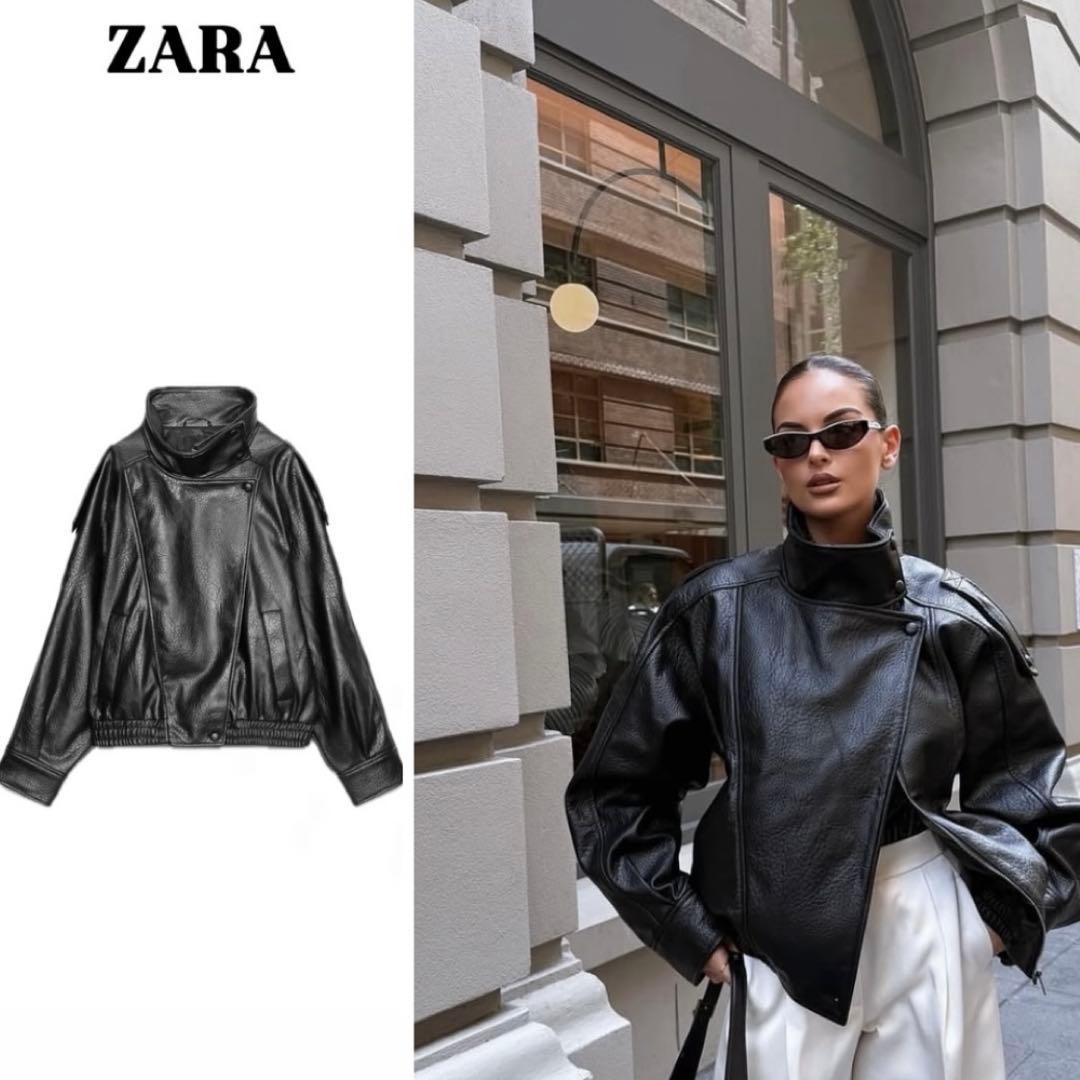 ZARA フェイクレザージャケット ザラ zara S