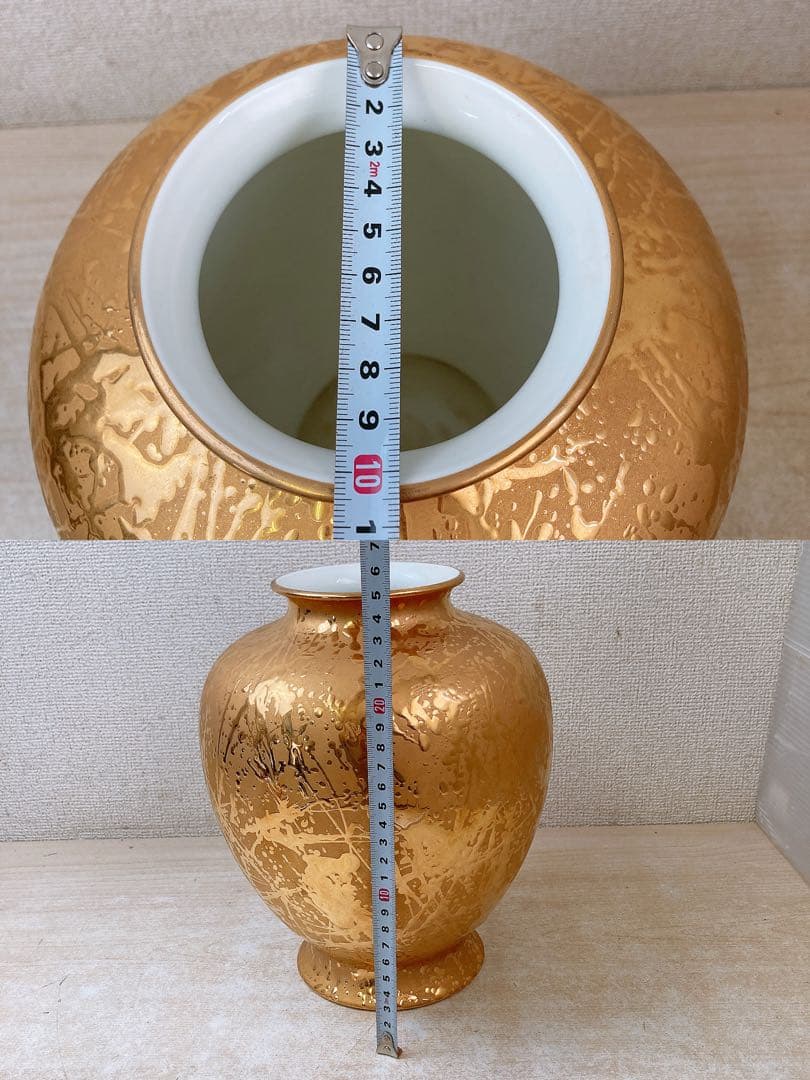 G*n様 ナルミ ボーンチャイナ 総金彩 花瓶 フラワーベース 壺 花入 花器