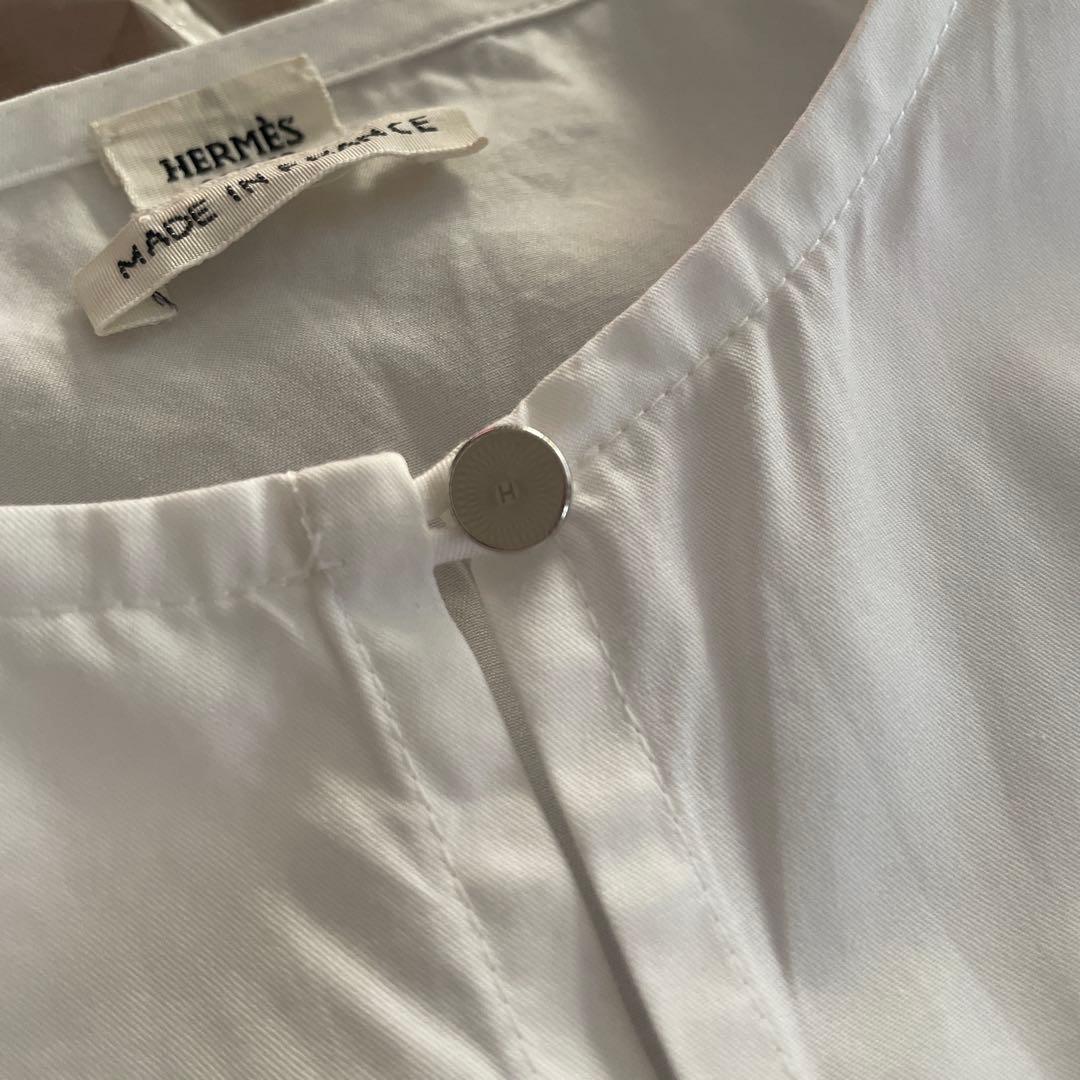 HERMES コットン白ブラウス
