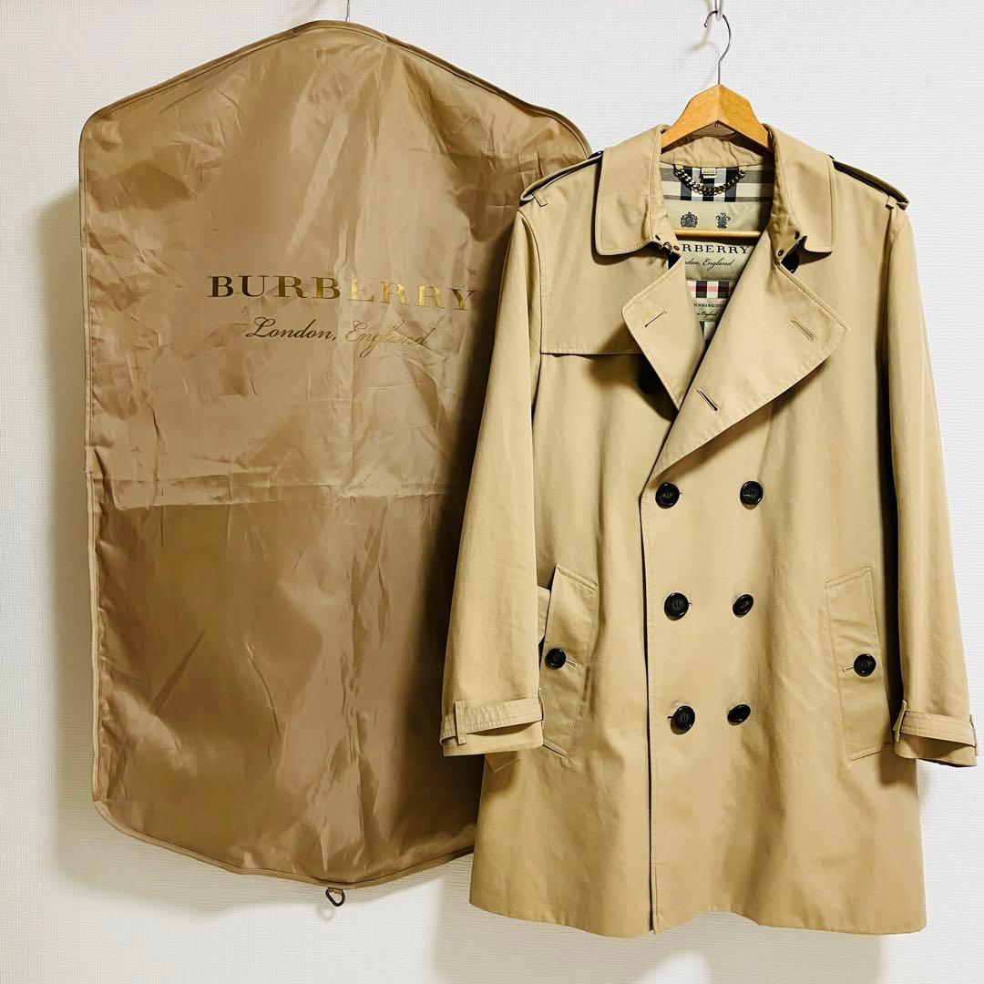 バーバリー ケンジントン トレンチコート メンズ ハニーベージュ コットン 美品