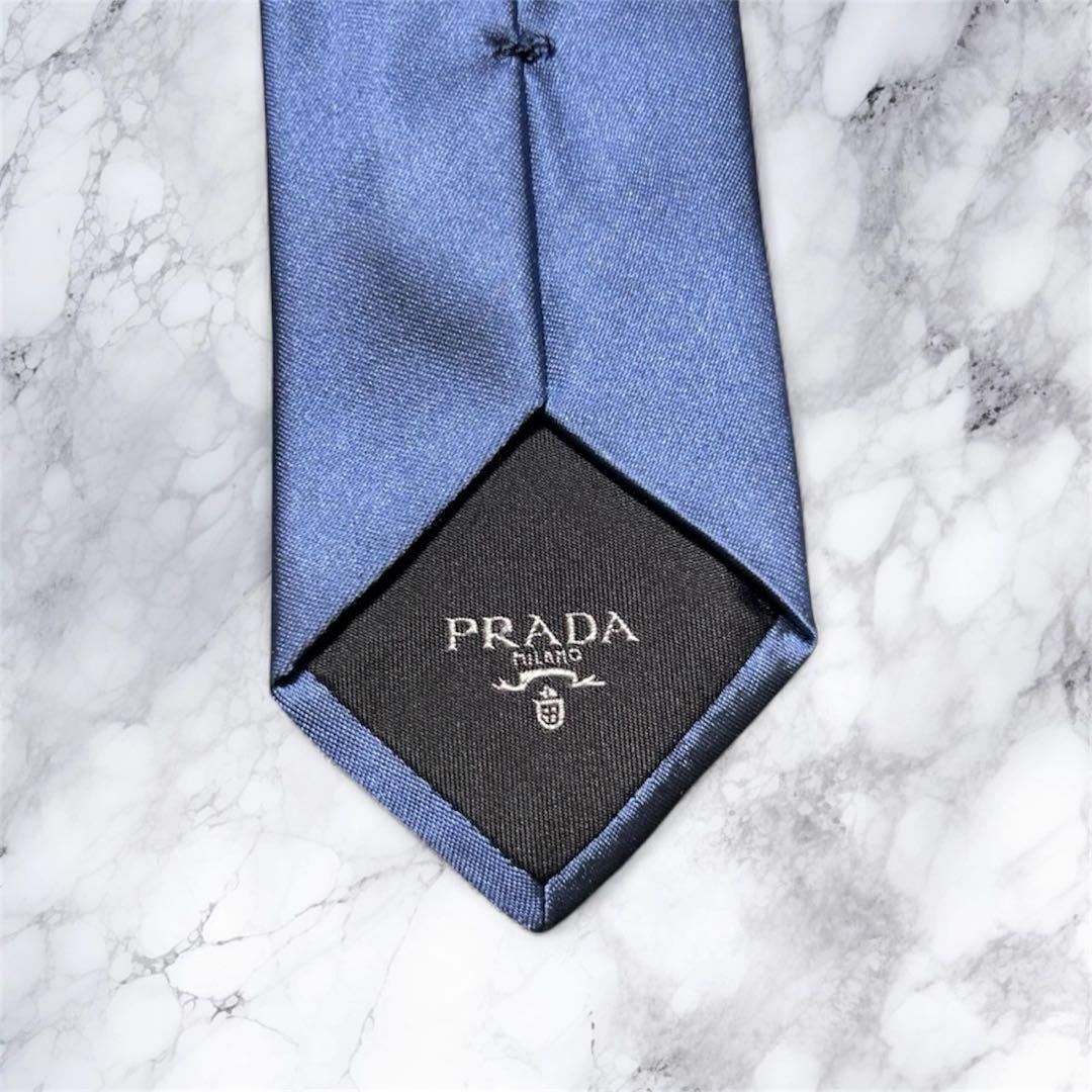 PRADA シルク ダークブルー ネクタイ ナロータイ ソリッドタイ