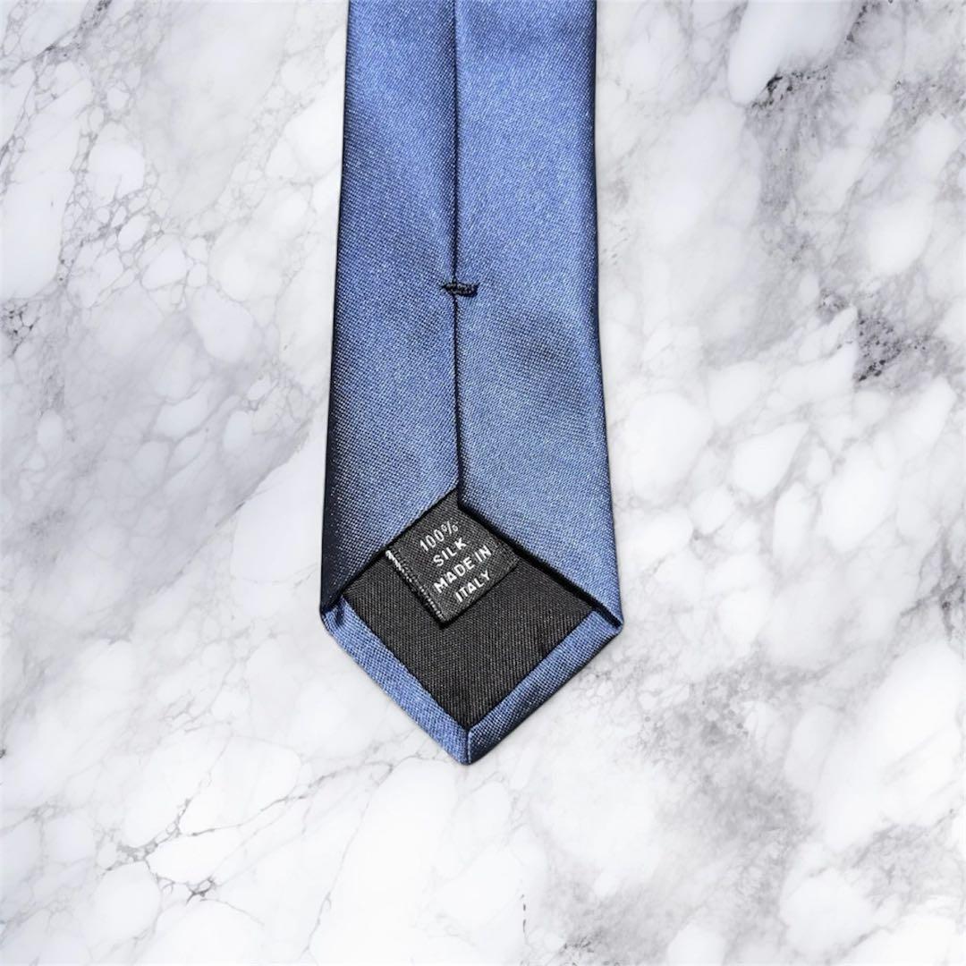 PRADA シルク ダークブルー ネクタイ ナロータイ ソリッドタイ