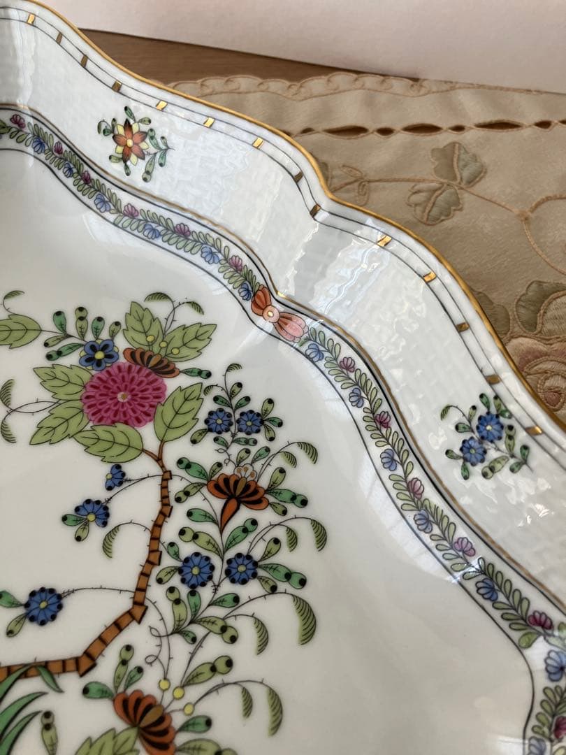ヘレンド インドの華 多彩 トライアングル 皿 美品