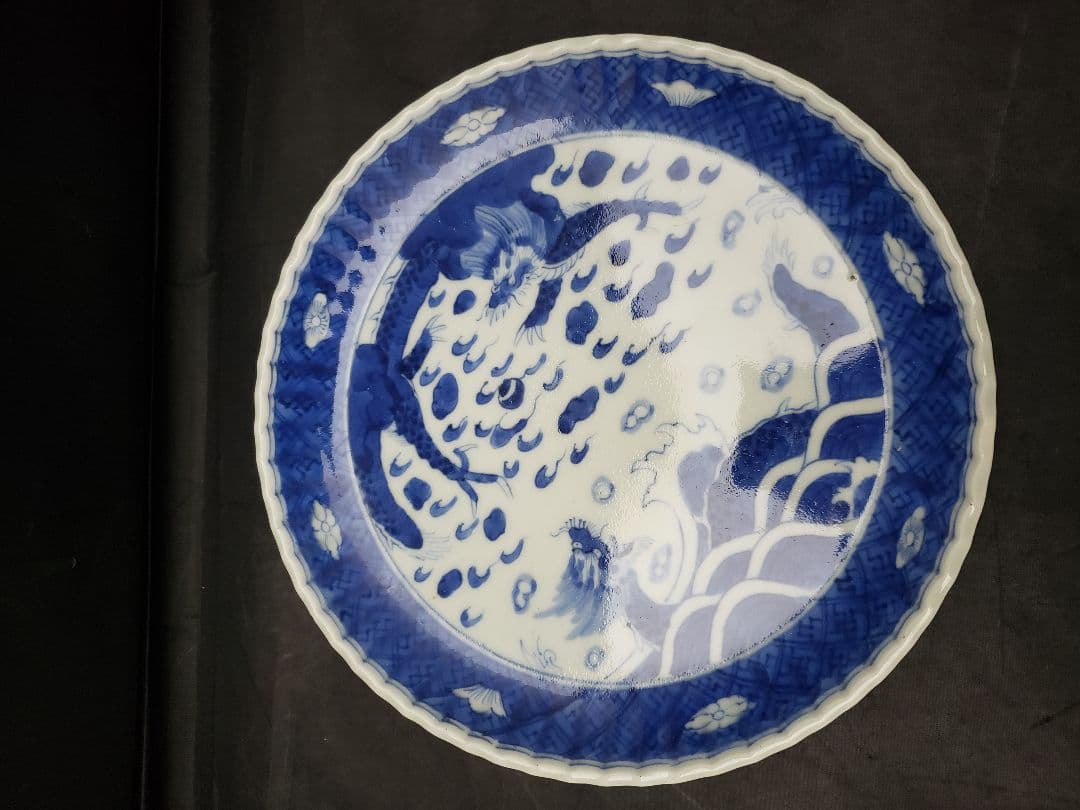 古伊万里　染付　雲龍文　六寸皿　5枚　成化年製　骨董品