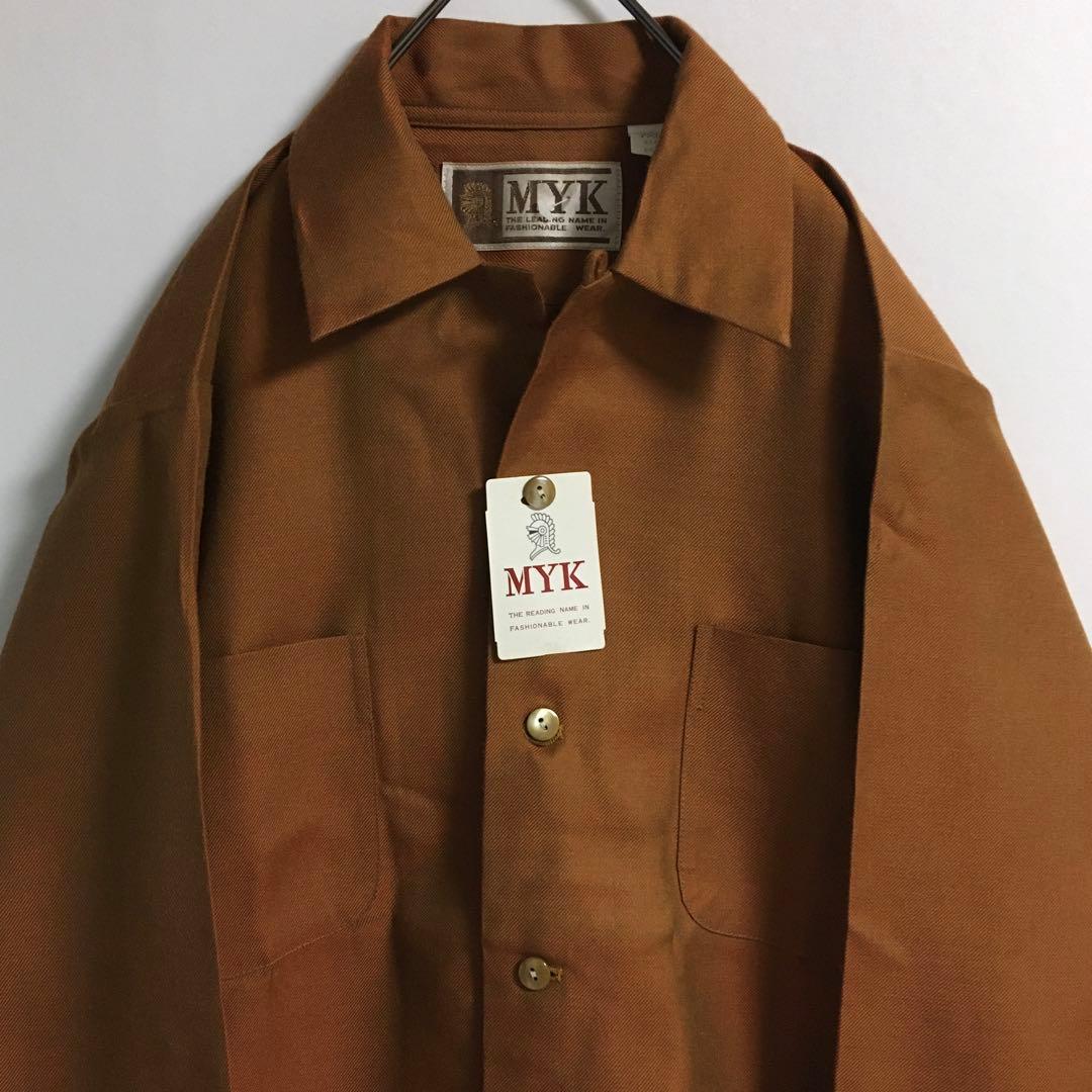 デッドストック 80s〜90s オープンカラーシャツ レアカラー シェルボタン