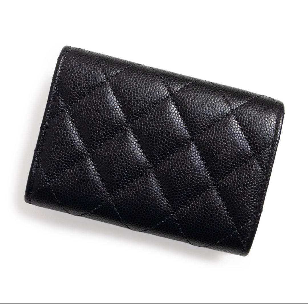 CHANEL ブラック キルティング 三つ折り財布 限定品