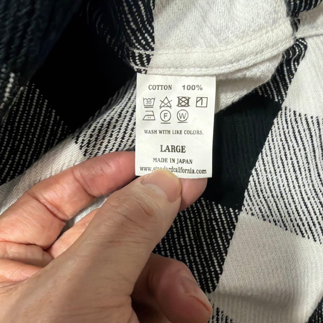 SD FLANNEL CHECK SHIRT 白黒　L