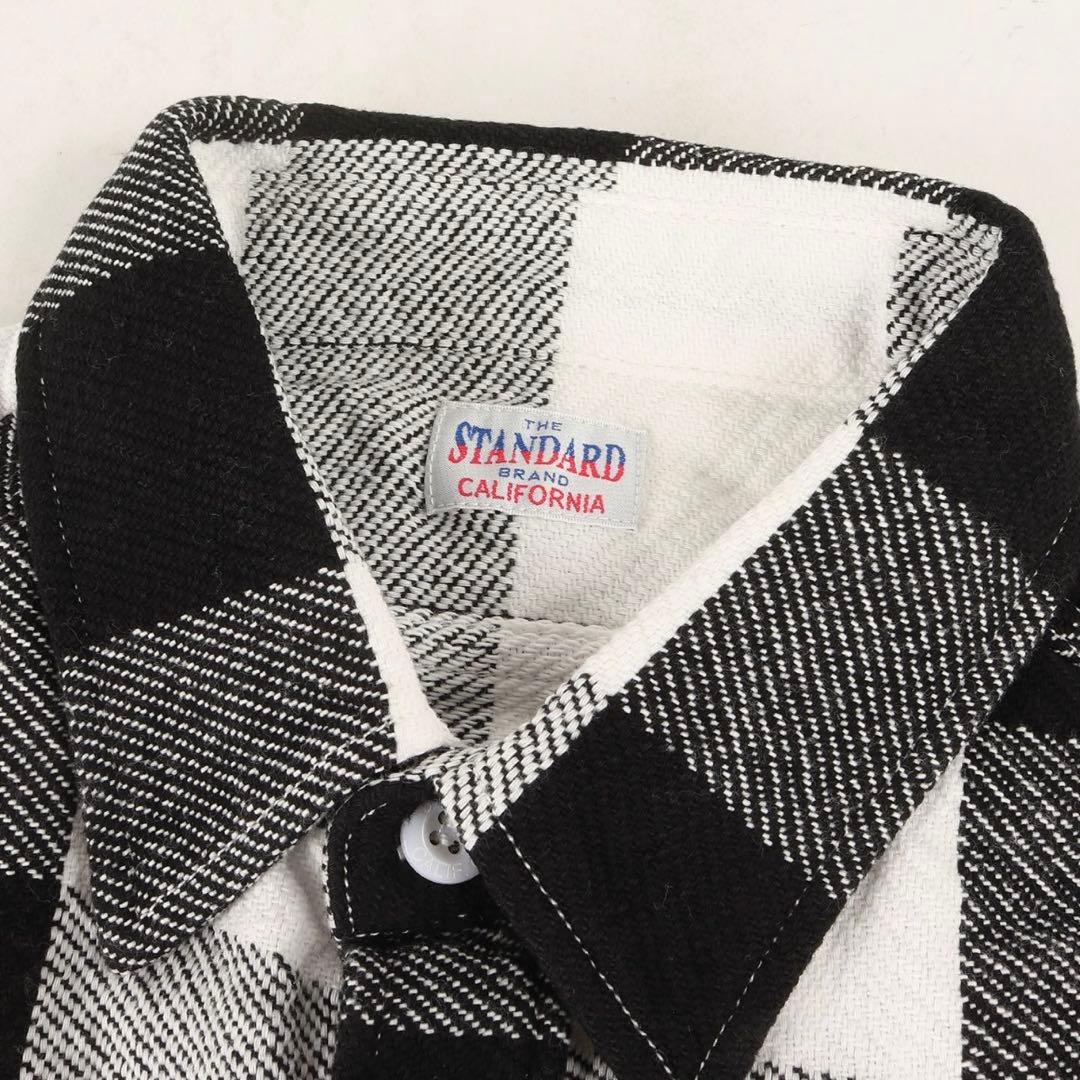 SD FLANNEL CHECK SHIRT 白黒　L