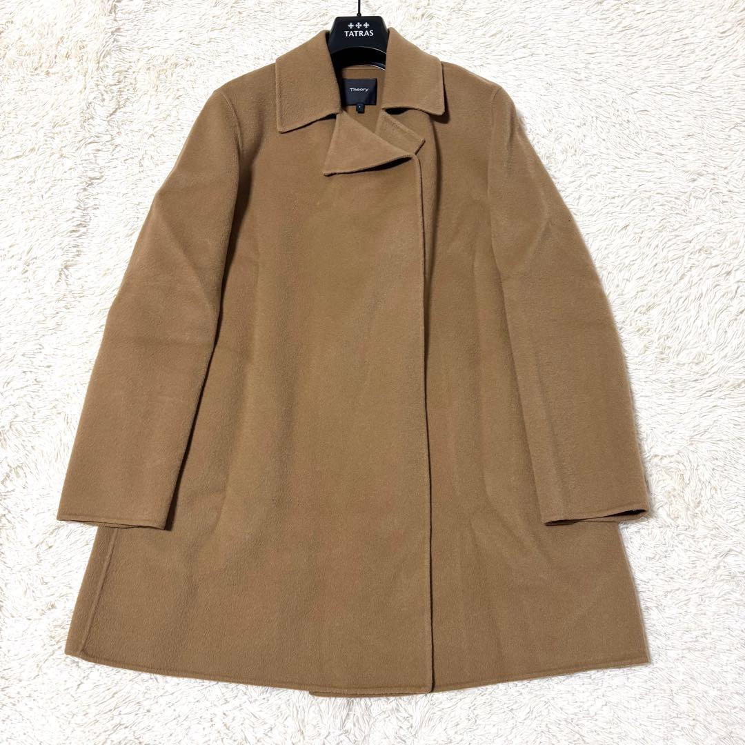 セオリー ダブルフェイス ジャケット オープンコート カシミヤ混 リバーコート