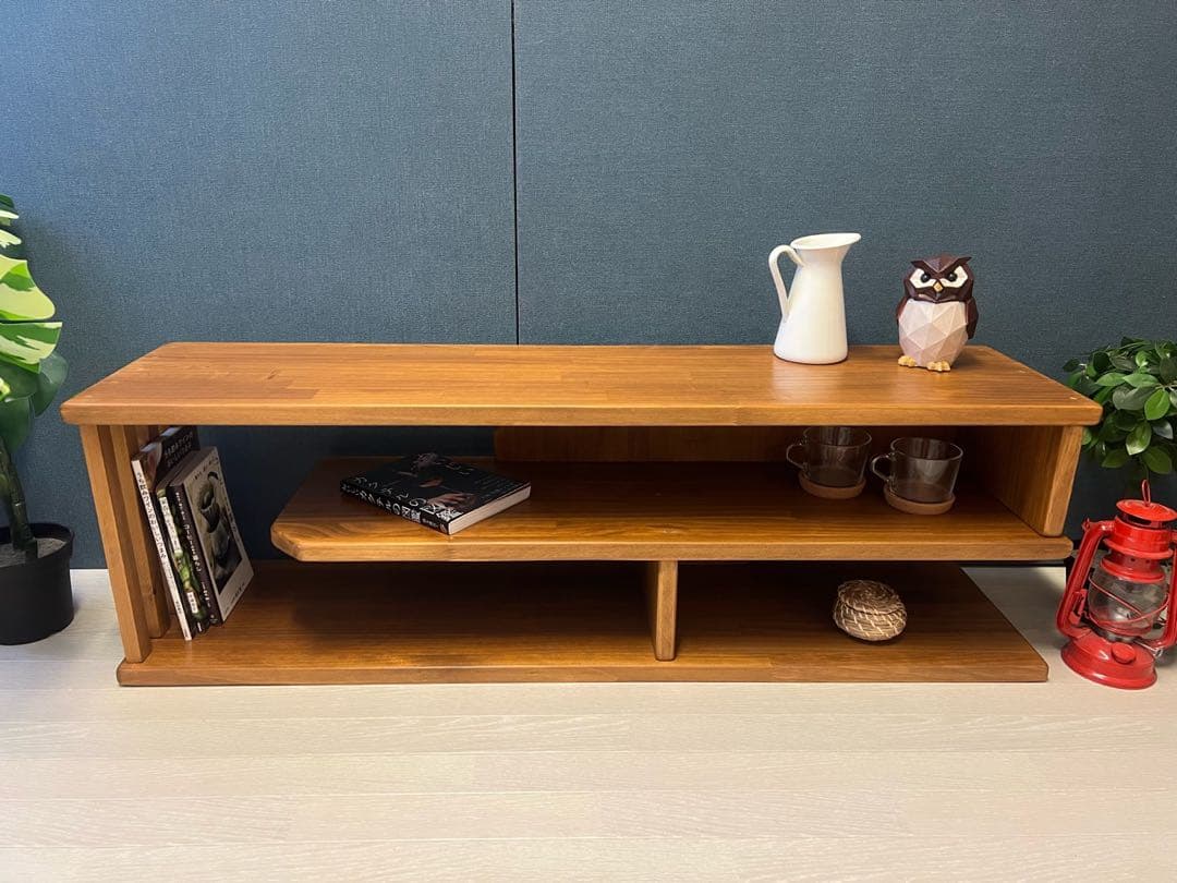 【送料無料】 テレビボード 棚板付き 縦格子型 シェルフ オーク 120cm