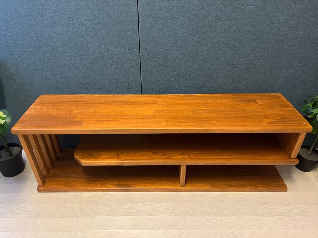 【送料無料】 テレビボード 棚板付き 縦格子型 シェルフ オーク 120cm