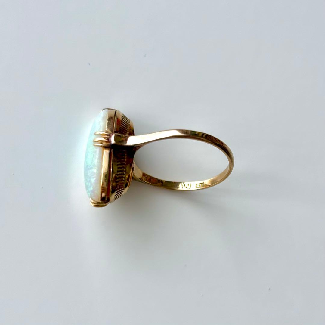 ヴィンテージ K18 オパール 千本透かしリング