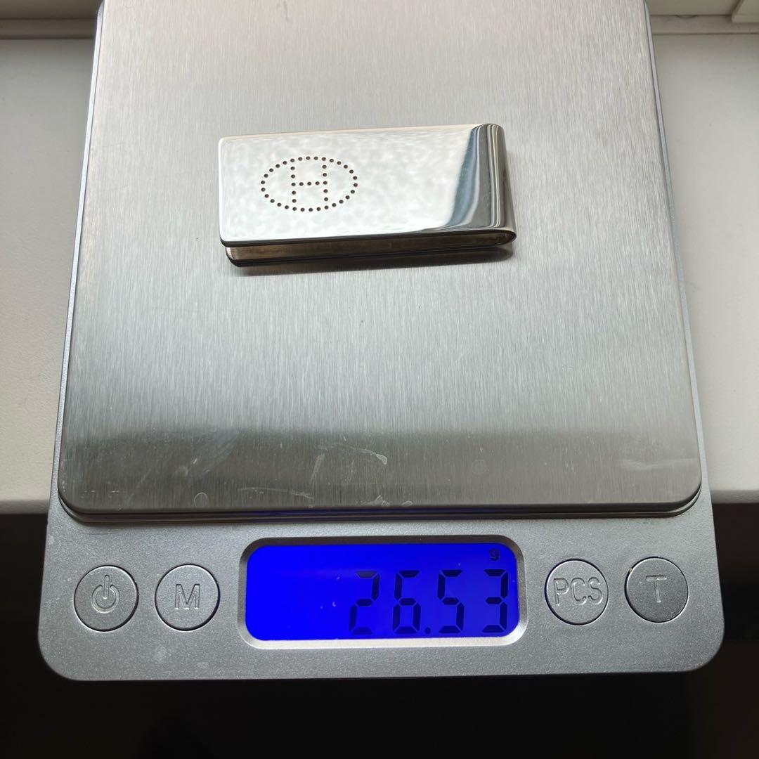 美品 HERMES エルメス マネークリップ シルバー925 エヴリン 箱付き