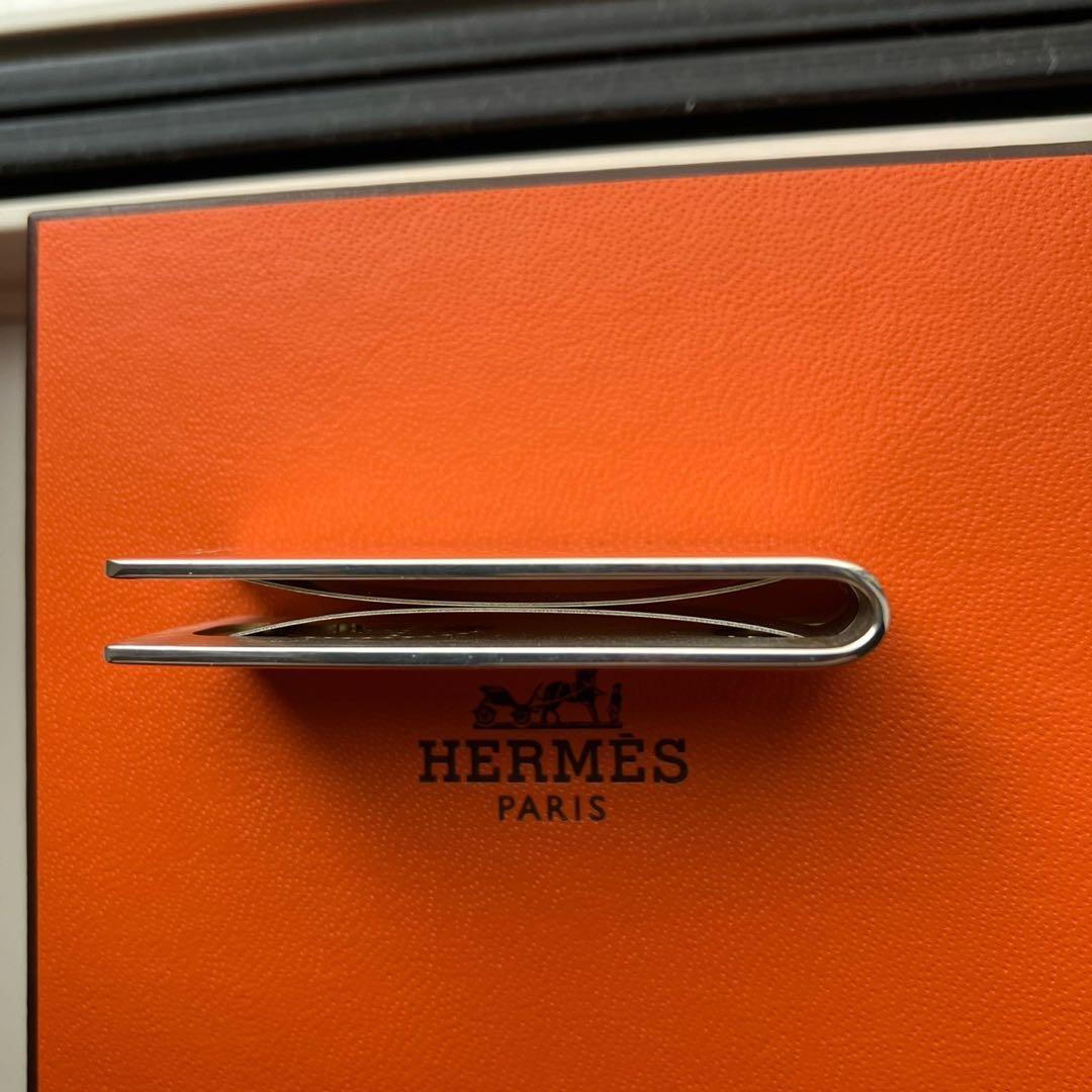 美品 HERMES エルメス マネークリップ シルバー925 エヴリン 箱付き