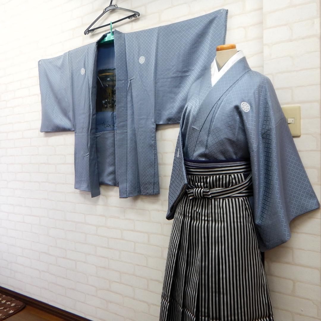 男子　ジュニア　小学六年生　和装・卒業式セット　羽織袴　グレー