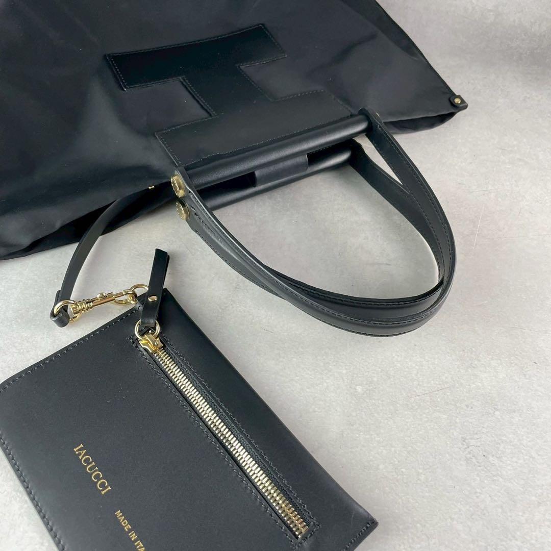 Ayuka✨IACUCCI ソルベット トートバッグ 黒 ナイロン×レザー