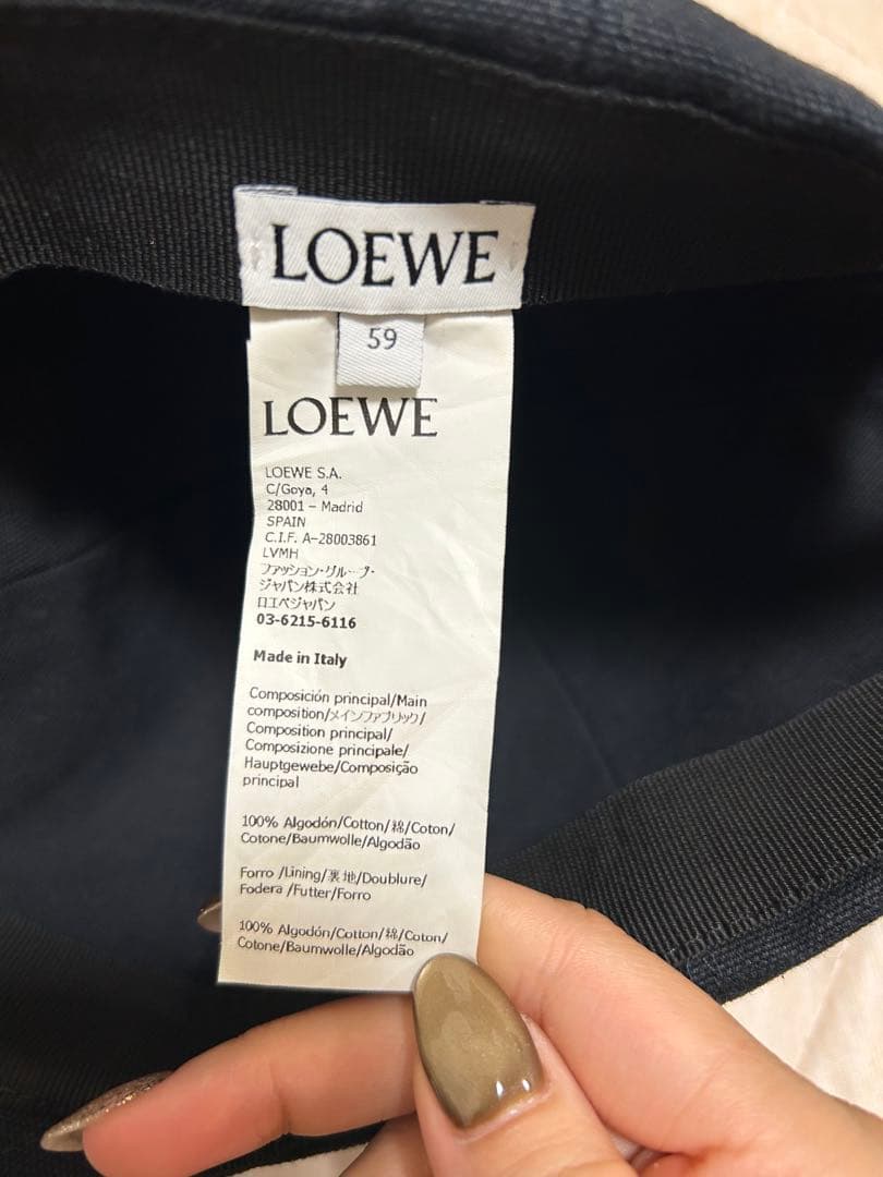 【美品】LOEWE ロエベ キャンバス パッチ キャップ ブラック
