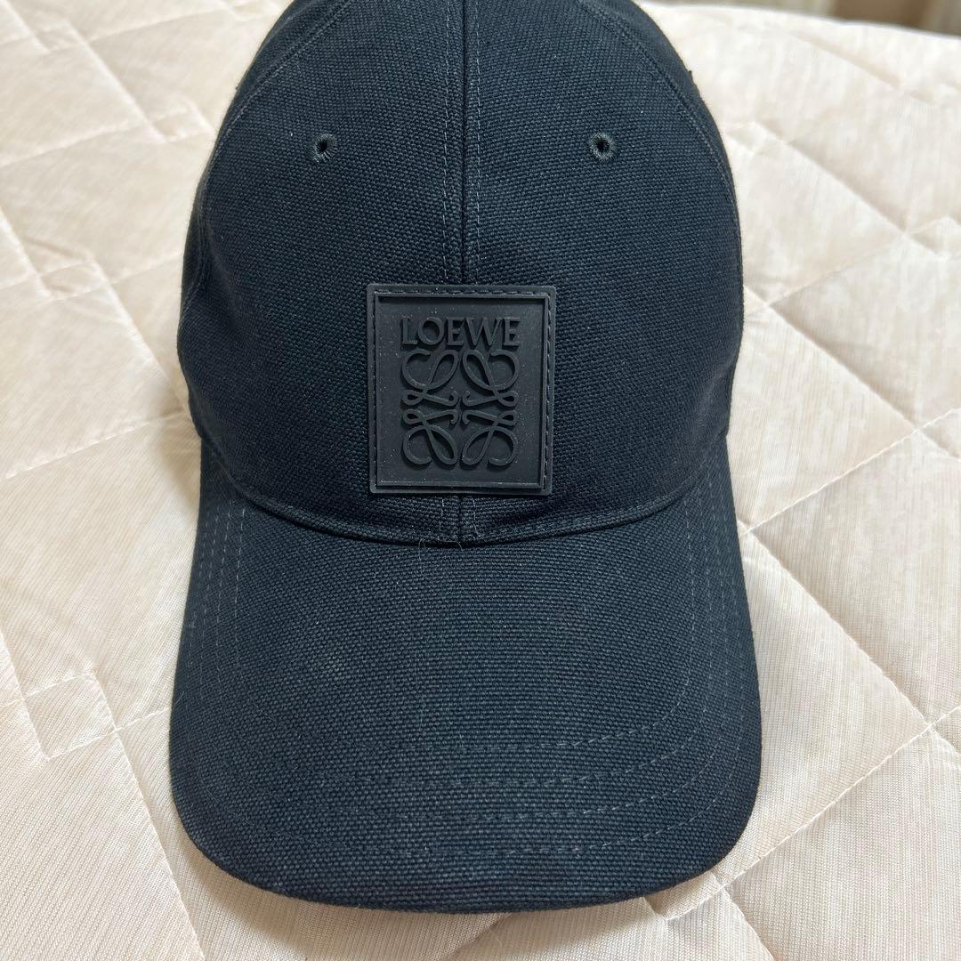 【美品】LOEWE ロエベ キャンバス パッチ キャップ ブラック