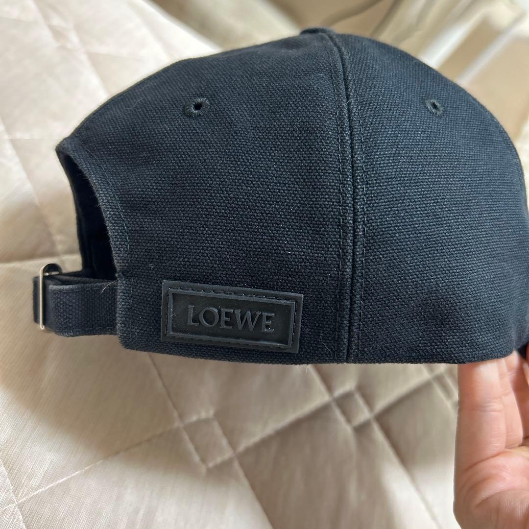 【美品】LOEWE ロエベ キャンバス パッチ キャップ ブラック