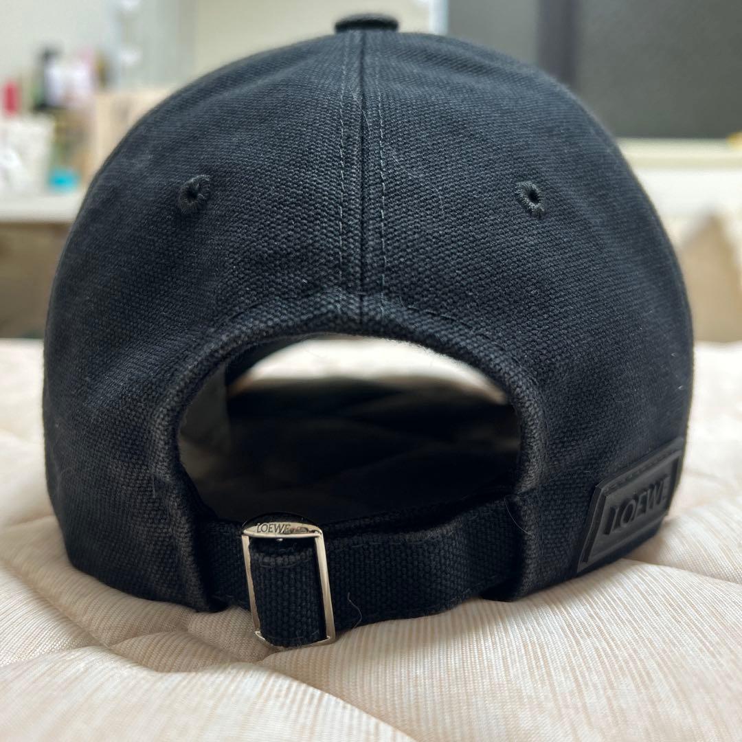 【美品】LOEWE ロエベ キャンバス パッチ キャップ ブラック