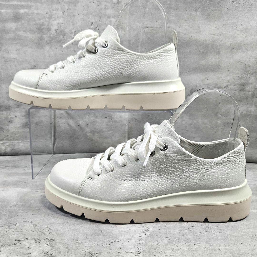 美品 ECCO エコー レザースニーカー 厚底 ホワイト 38
