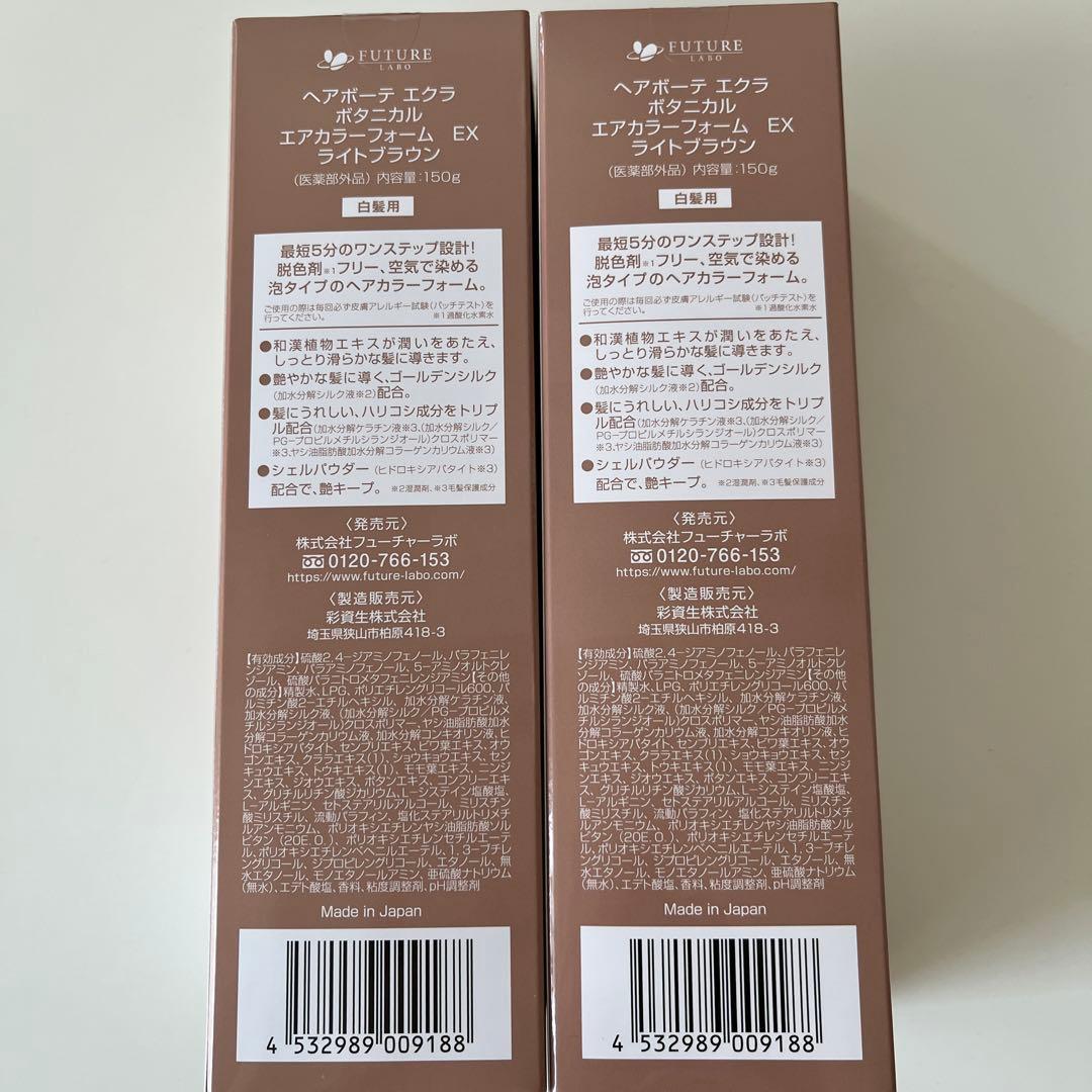 ヘアボーテエクラボタニカルエアカラーフォームEXライトブラウン150g×2本