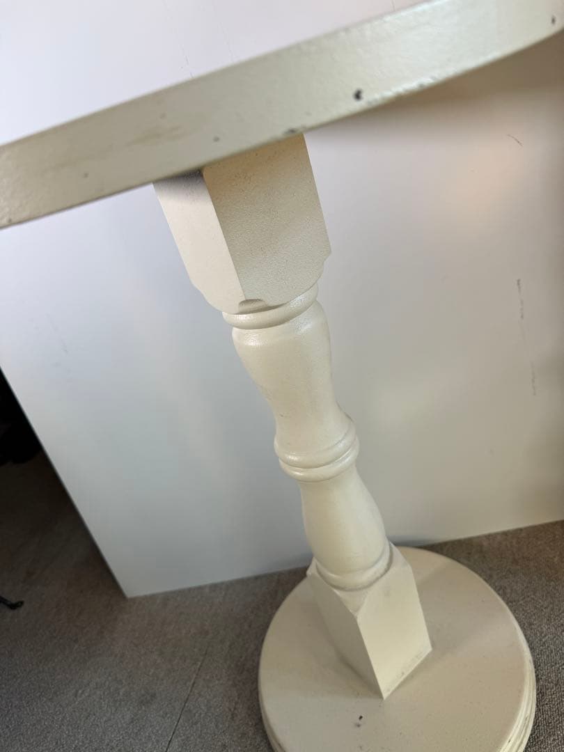 クラシック 木製 ペデスタルテーブル 白 花台 サイドテーブル 42cm