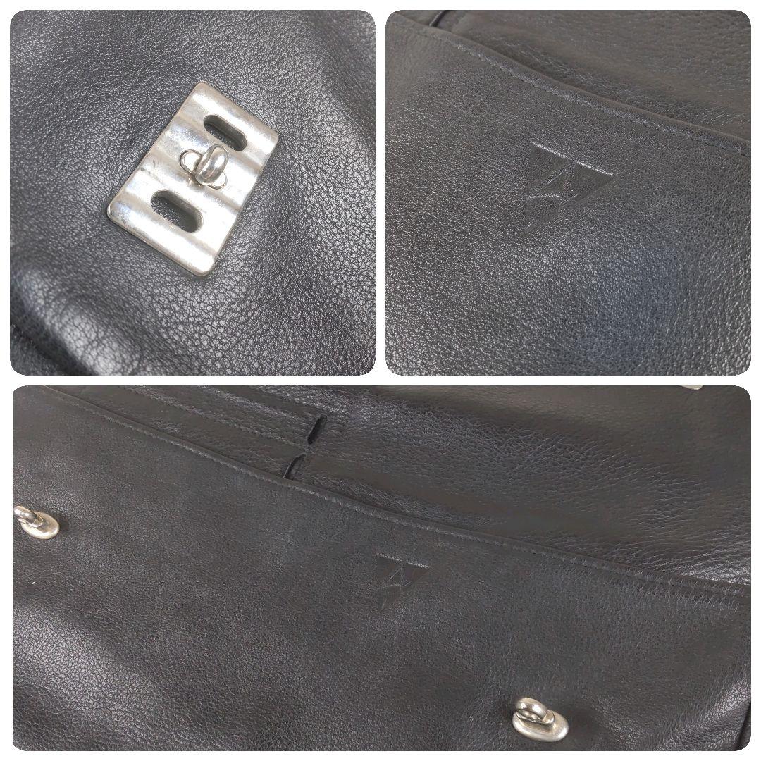 【Ackermann】美品 レザー ショルダーバッグ ターンロック 黒