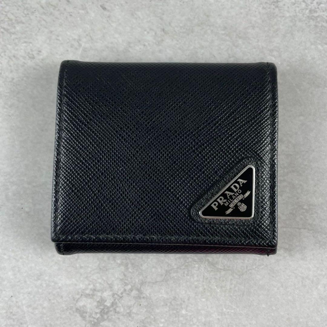 【極美品】現行 PRADA ケース 小銭入れ サフィアーノ 三角ロゴ