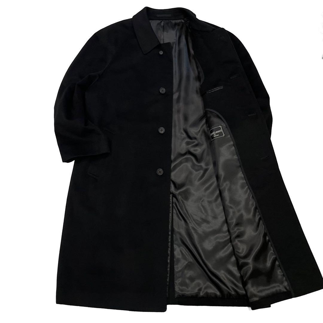 【美品】Gent Laurel ステンカラーコート カシミヤ ロング丈 ブラック