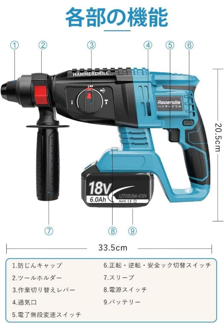 ハンマドリル コードレスハンマードリル 18V