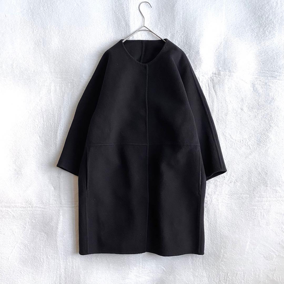 【美品✨】ドゥーズィエムクラス　Victorianリバーノーカラーコート　黒