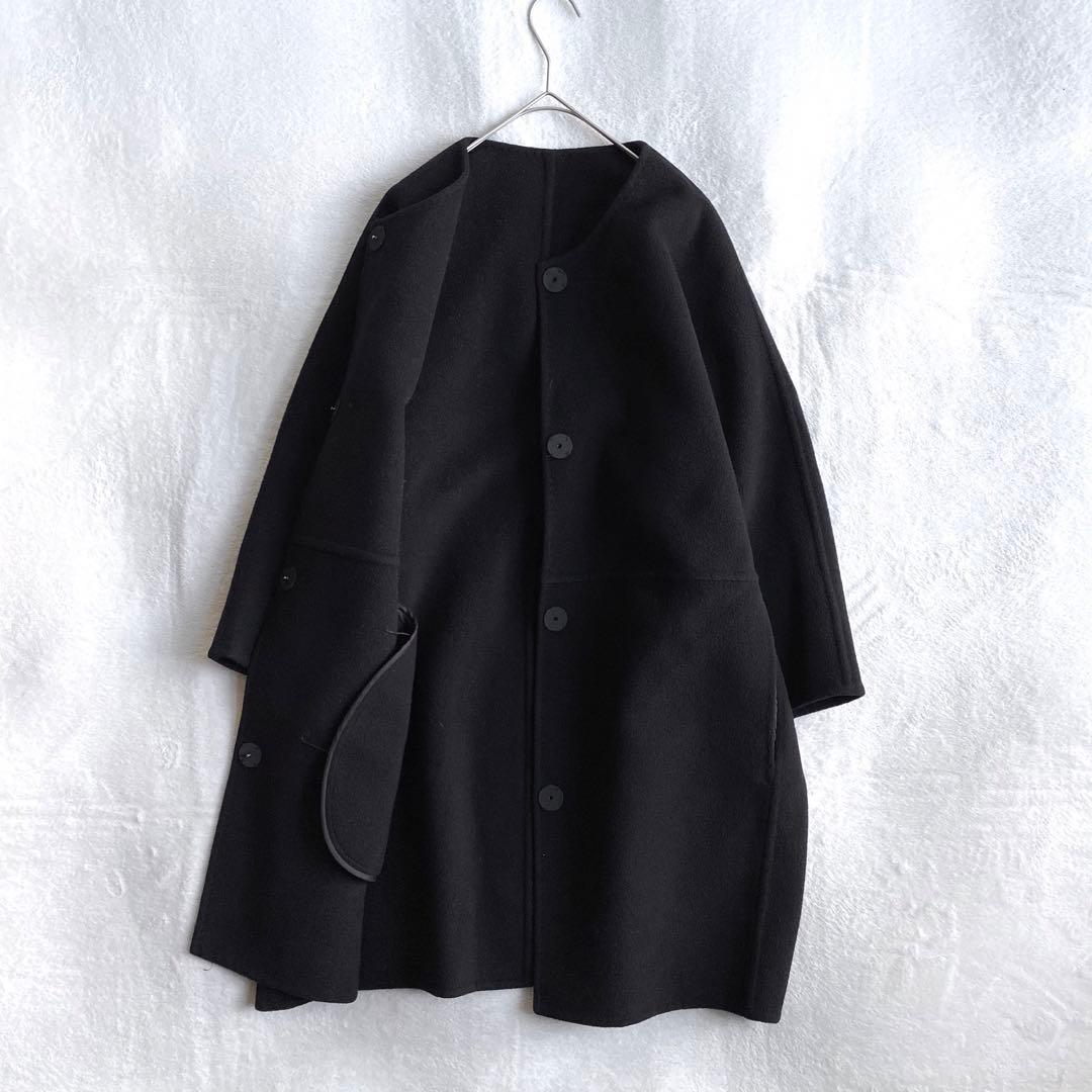【美品✨】ドゥーズィエムクラス　Victorianリバーノーカラーコート　黒