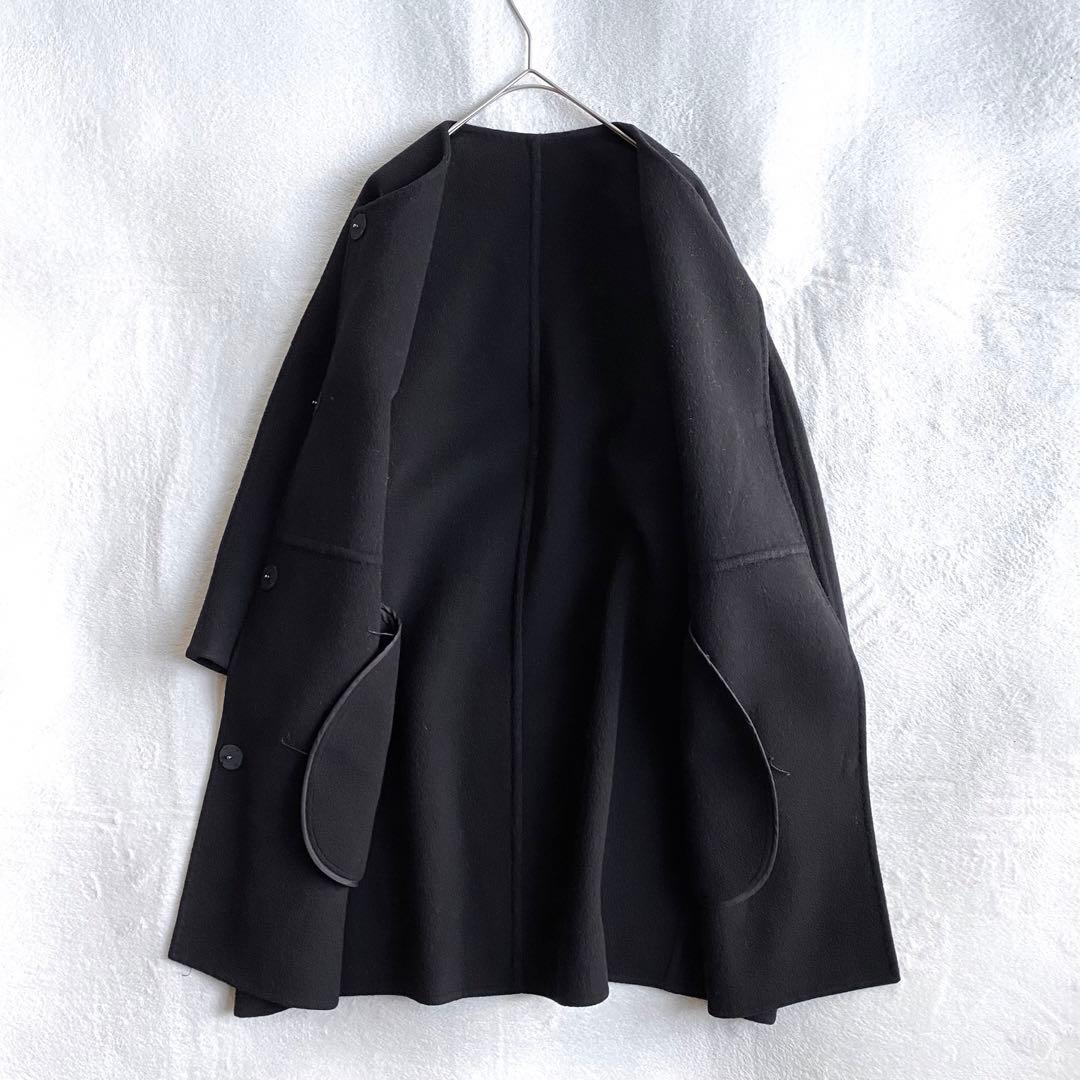 【美品✨】ドゥーズィエムクラス　Victorianリバーノーカラーコート　黒