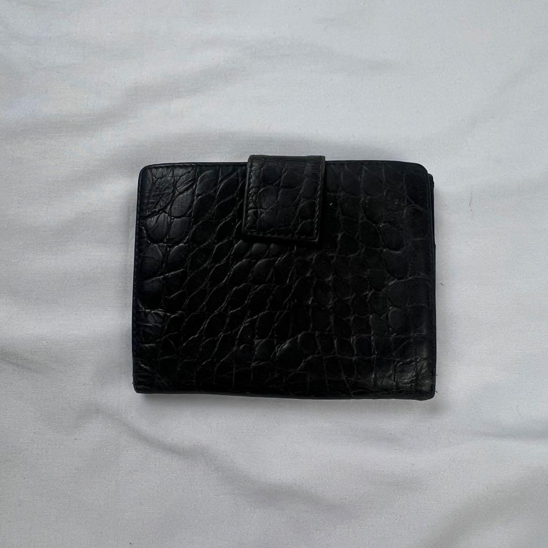小物 PRADA Crocodile compact wallet black