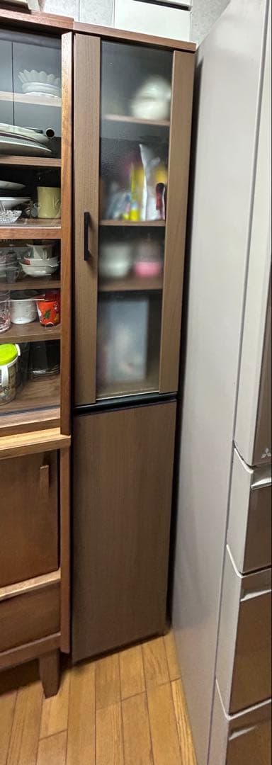 木製ガラス扉収納棚 H180cm W30cm D40cm 期間限定