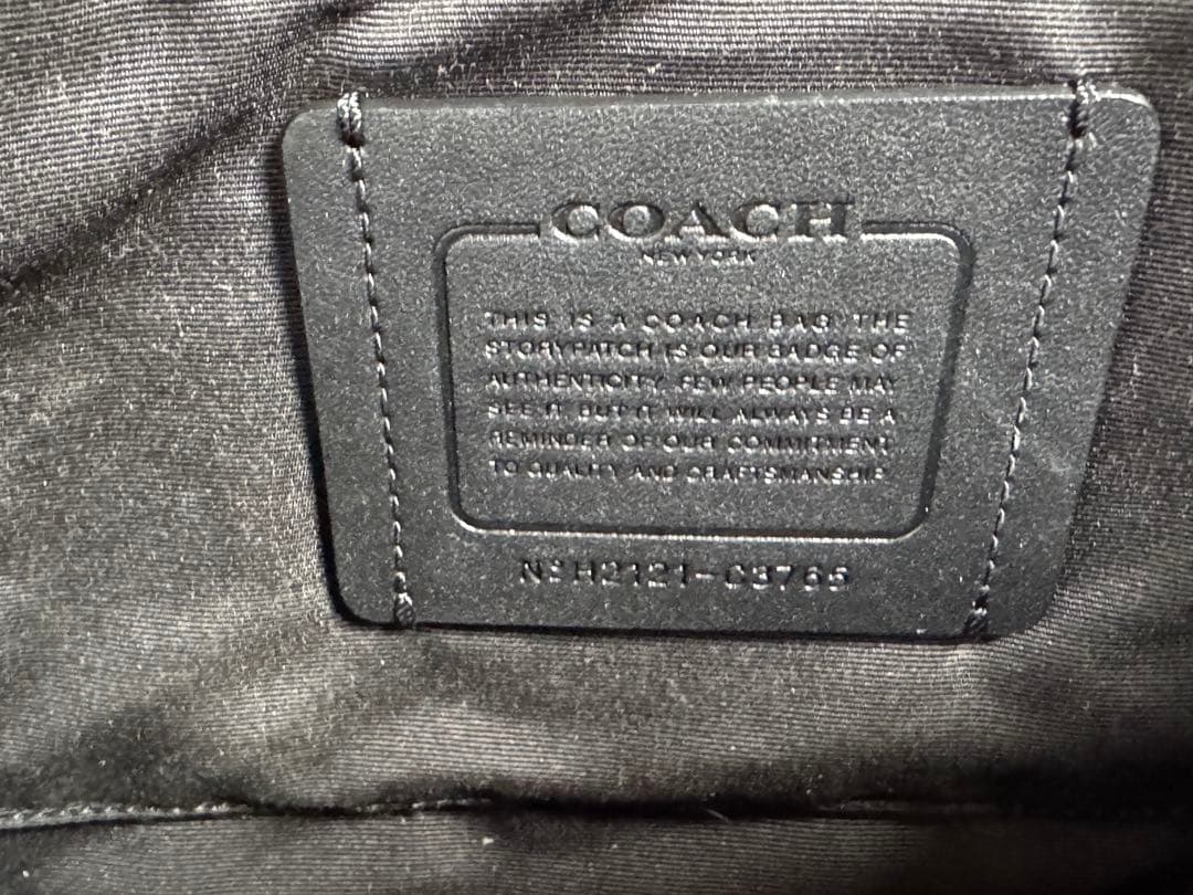 【美品】 COACH ボディバッグ シグネチャー チャコール PVC ロゴ