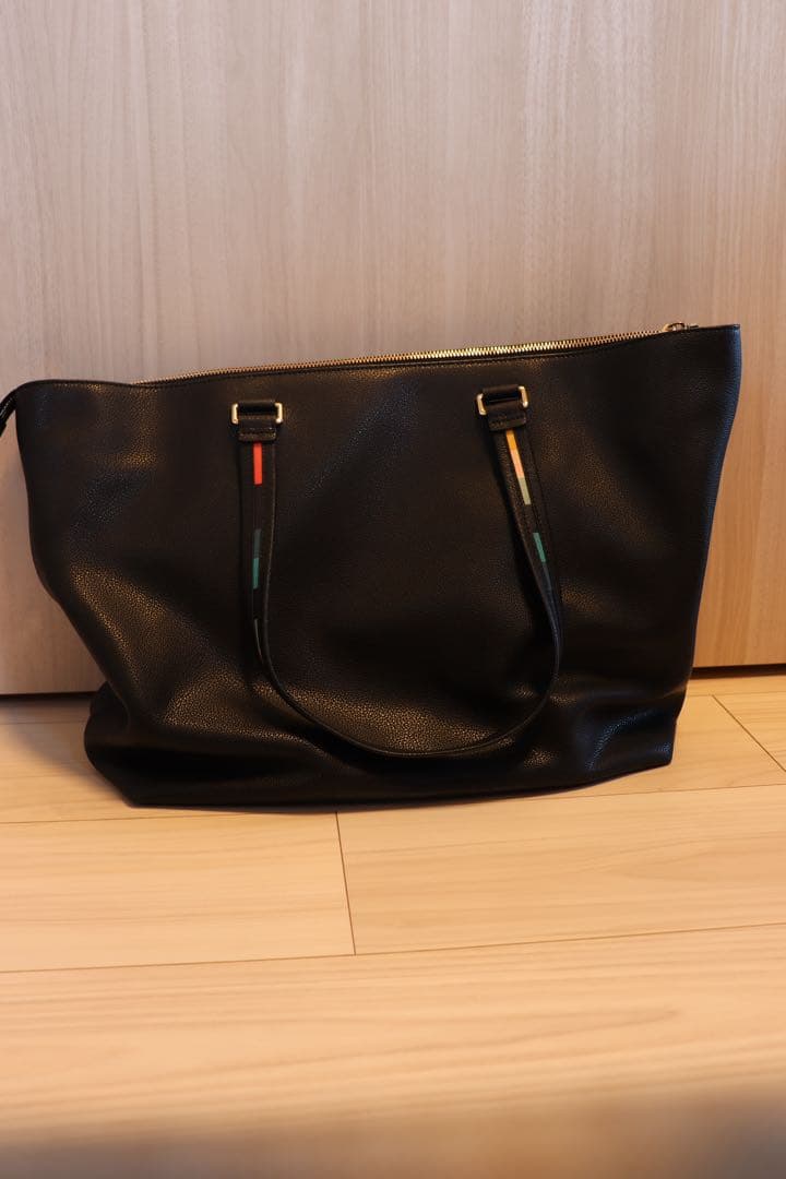 【Paul Smith】インレイドストライプハンドル トートバック　ブラック