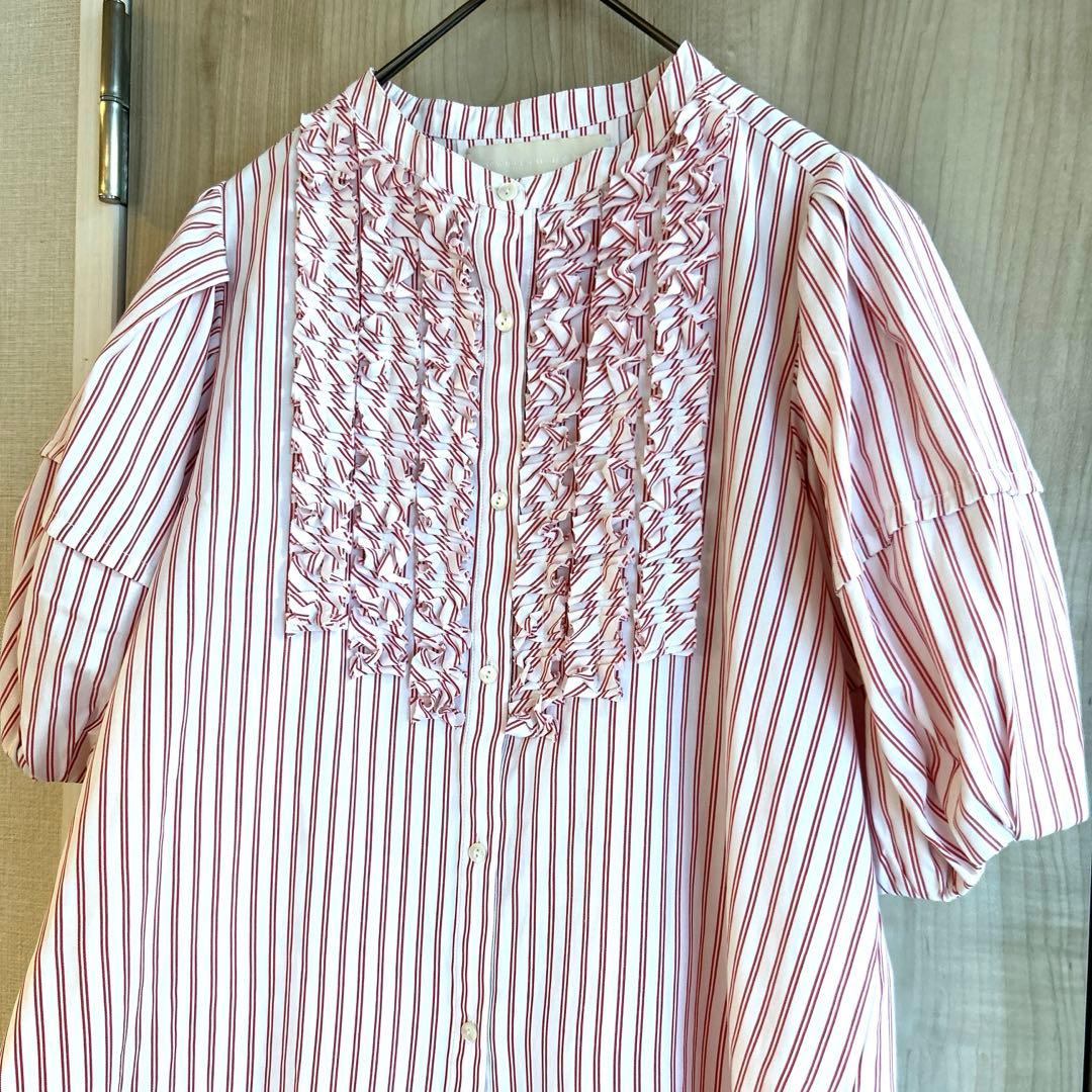 美品⭐︎マリリンムーン　フリルストライプ　ブラウス　定価25,300円