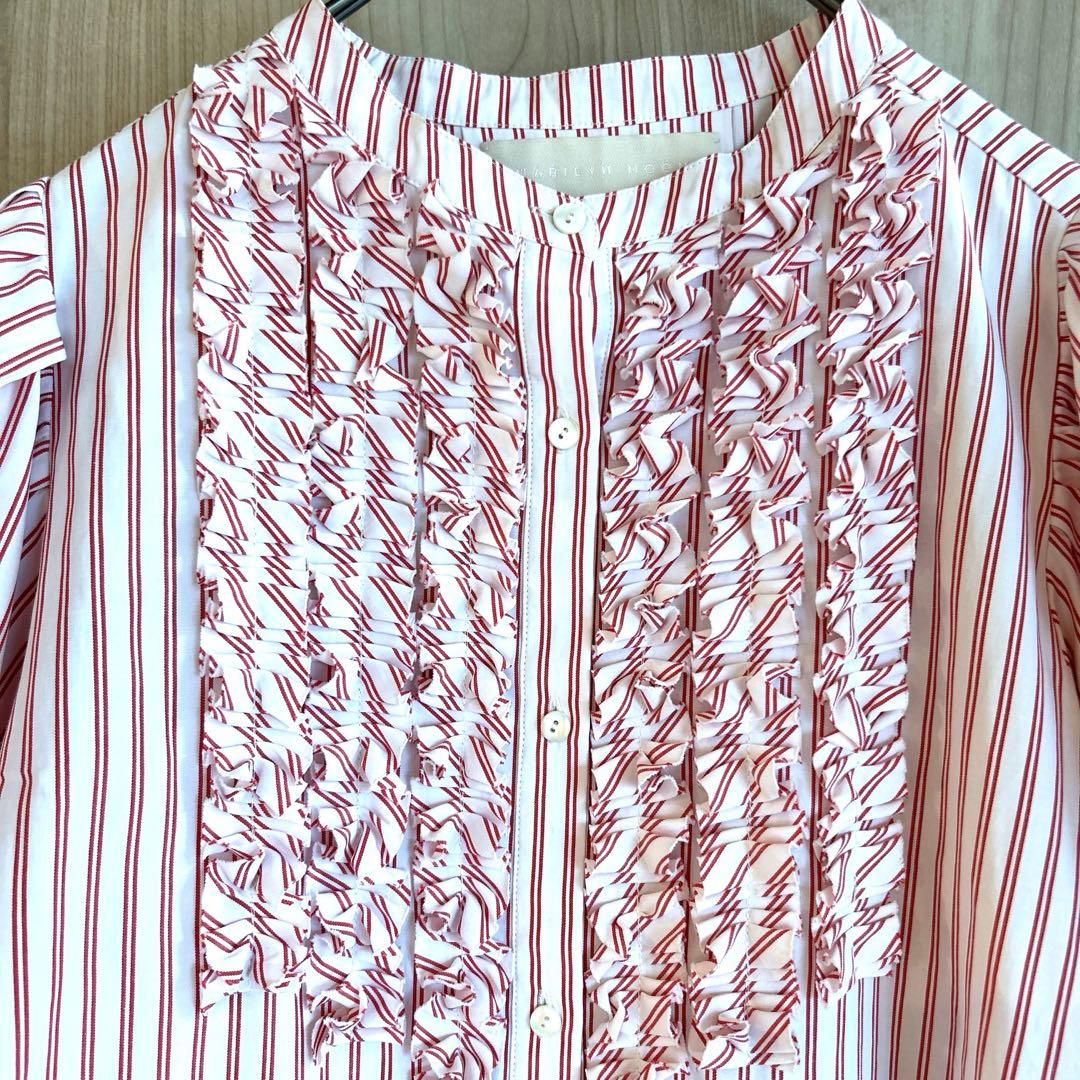 美品⭐︎マリリンムーン　フリルストライプ　ブラウス　定価25,300円