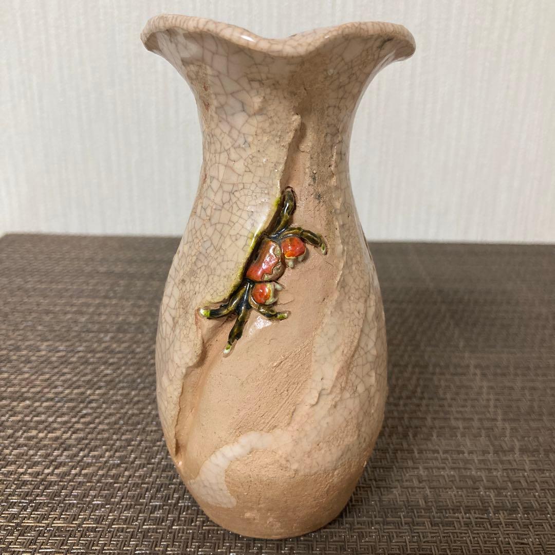 楽山焼 玉井楽山　愛媛　蟹彫り　蟹細工　時代物　希少品　徳利　お猪口