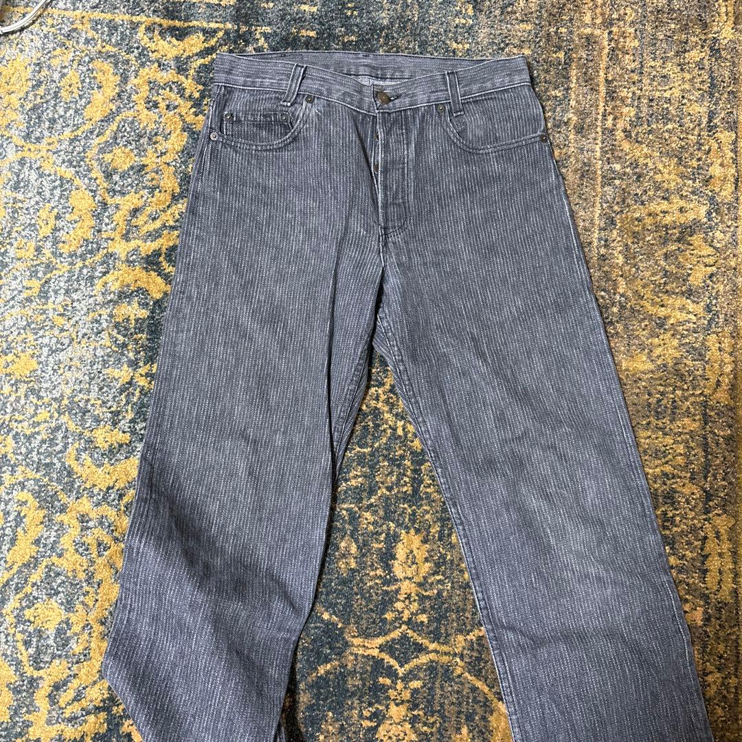80s LEVI’S 701 ブラック先染め ストライプ デニム