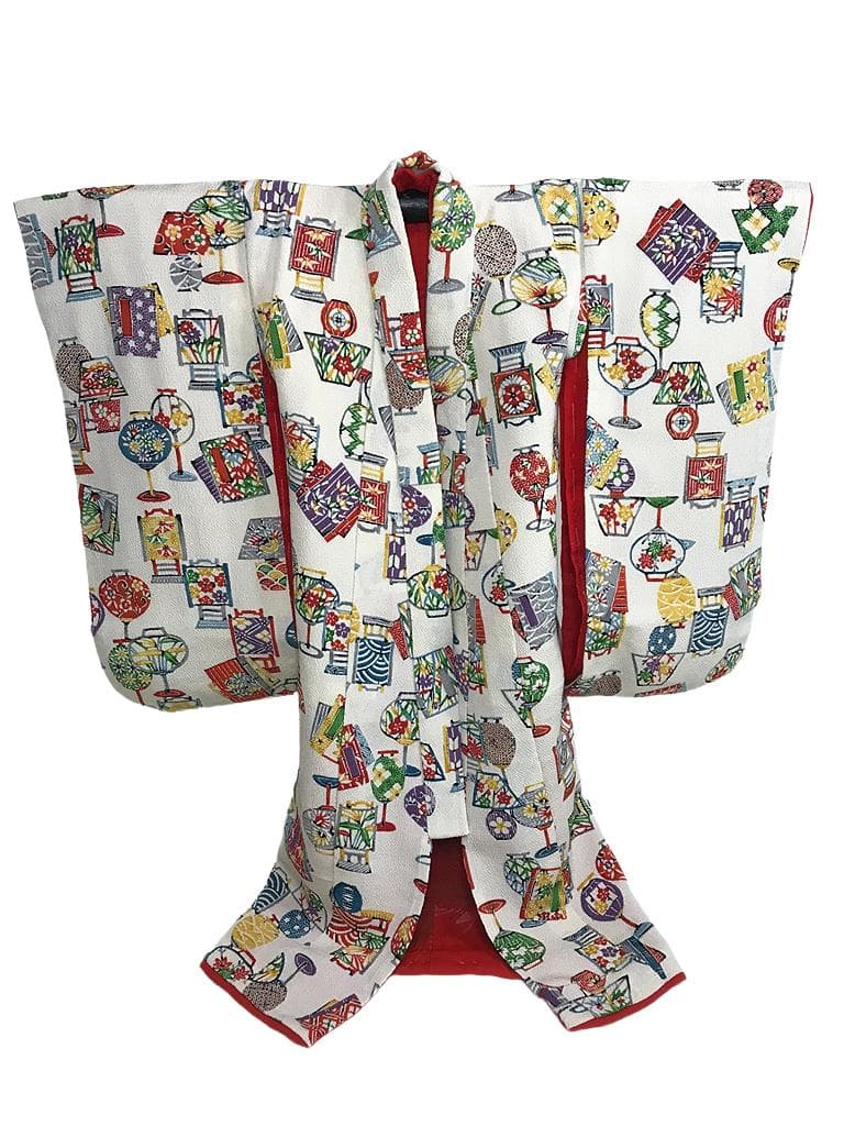 古布 人形用リメイク着物 古代チリメン（鬼シボ） おひな祭りのグッツ柄