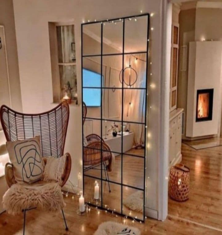 姿見　格子　9枚ミラー　海外風　大型ミラー