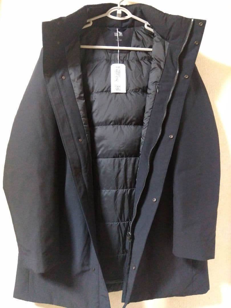 ユニクロ ハイブリッドダウンコート メンズ L ネイビー 通勤 新品