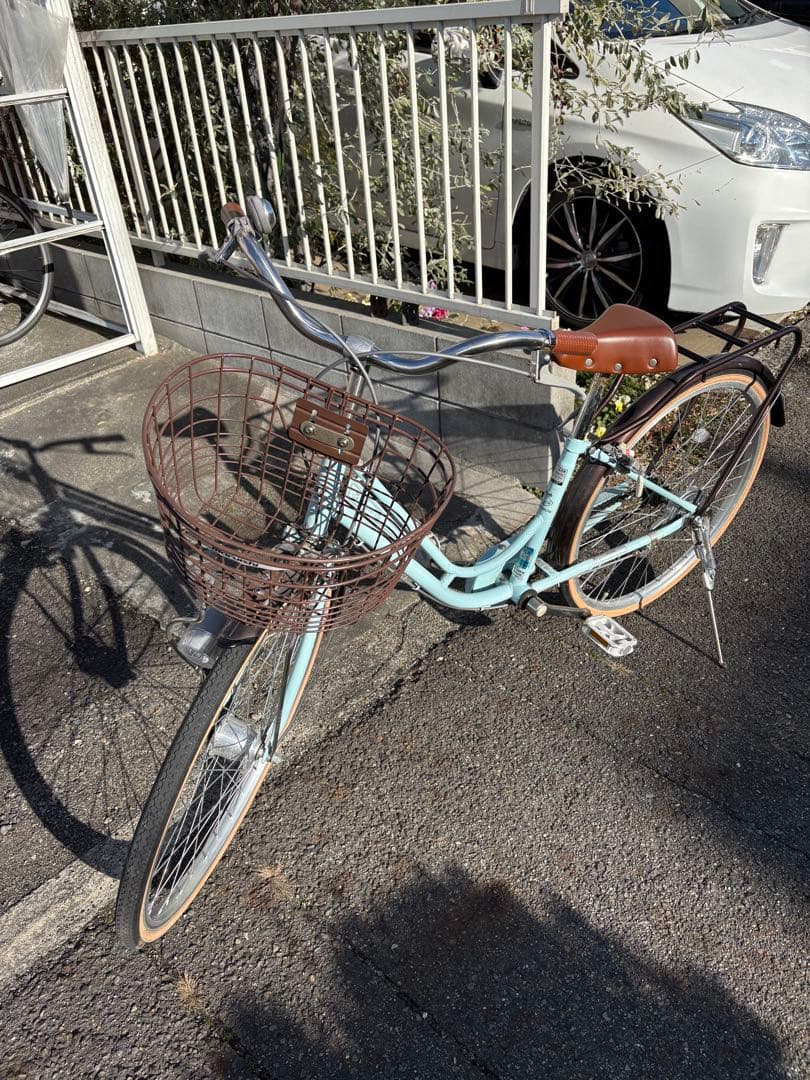子供用自転車 水色 26インチ 前面バスケット付き